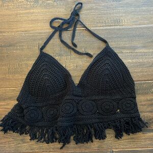 Sans Souci Black Crochet Top